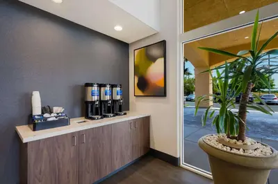 a drink counter with a potted plant in a room at Best Western Inn & Suites Lemoore in Lemoore