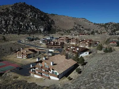 an aerial view of a house in the desert at Rr-interlaken 17 in June Lake