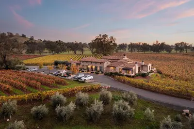 an aerial view of a house in a vineyard at Grand Reserve Inn in Plymouth