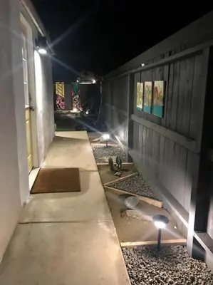 a hallway with lights on the side of a building at TINY ART HOUSE near the beat in Sacramento