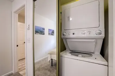 a white washer and dryer in a room at Tahoe Snowbird Retreat in Stateline