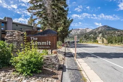 a sign for the summit apartments on the side of a road at Summit Forester #47 BLDG.2 Bedrm / 2 bath Ski in Ski Out! Steps to Chair 15 at Little Eagle Lodge! in Mammoth Lakes