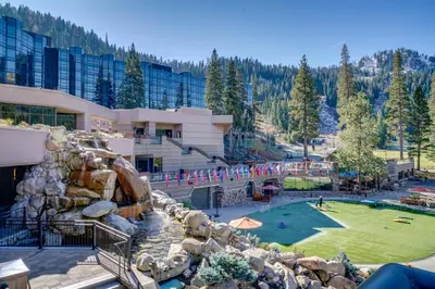 a view of a resort with a water park at Breathtaking Olympic Valley Gem Walk to Chairlift in Olympic Valley