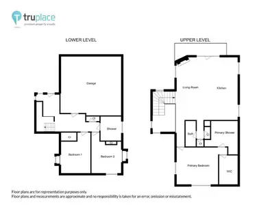 a floor plan of a house at Agate Bay Gem by Tahoe Getaways - Charming Getaway with Cozy Fireplace Near Hiking and Biking Trails in Tahoe Vista