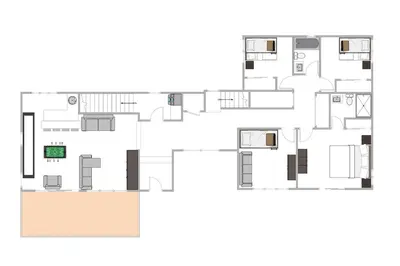 a floor plan of a house at Summit Solitude at Palisade Tahoe - Charming 5BR w Foosball & Shuffleboard Table & Pet Friendly in Olympic Valley