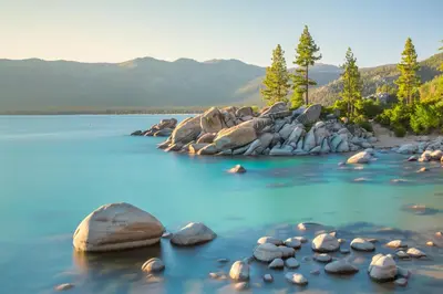 a view of a river with rocks in the water at Amazing mountain setting in Incline Village
