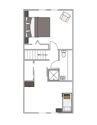 a drawing of a floor plan of a house at Olympic Valley Hideaway - Newly Remodeled Cabin with Private Hot Tub in Olympic Valley