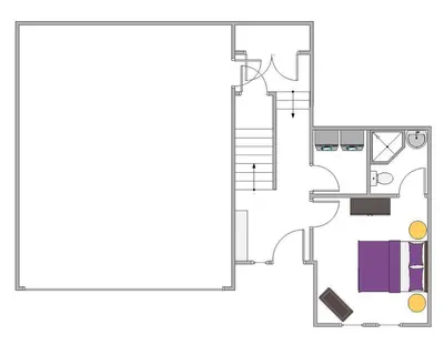 a drawing of a floor plan of a house at Pinecrest at Winter Creek- Cozy Cabin w Hot Tub, Walk To Downtown Truckee in Truckee
