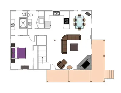 a floor plan of a house at Tahoe Time on North Shore - 4 BR Cabin w Private Hot Tub, Pet Friendly, Walk to Dining in Tahoe Vista