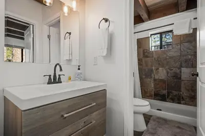 a bathroom with a sink and a toilet at Incline Village Championship Golf Coarse Retreat in Incline Village