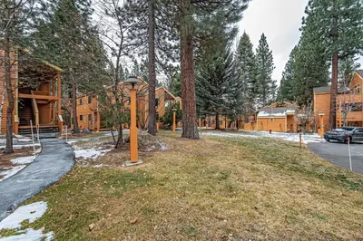 a yard with a street light in front of a house at 5 McCloud - Bright and Quaint Living in Incline Village
