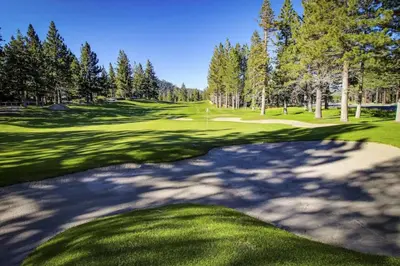 a view of a golf course with a green at Horizons 4 131 in Mammoth Lakes