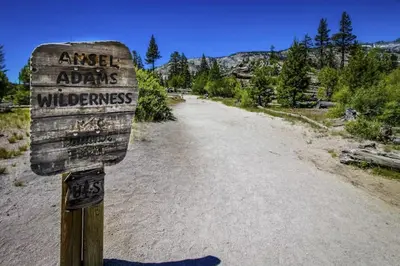a sign for the angelalis wilderness on a dirt road at Horizons 4 131 in Mammoth Lakes