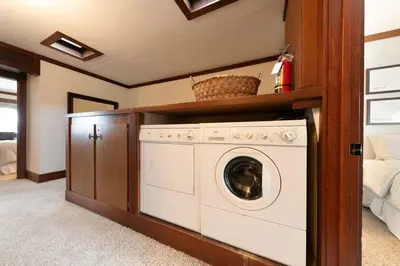 a washer and dryer in a room at 4BD Lakeside Retreat with Views in Tahoe City
