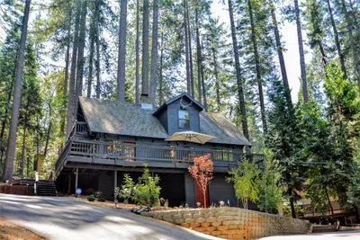 a house in the middle of a forest at Grey Wolf Manor in Arnold