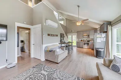 a living room with a couch and a table at Bay Area Escape on 5 Acres Pet Friendly, Views in Pilot Hill