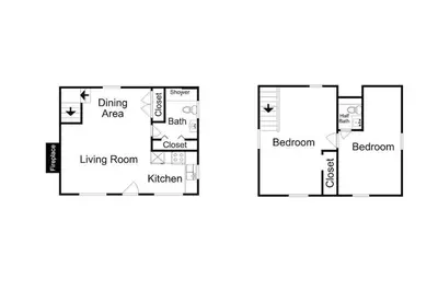 a floor plan of a two bedroom apartment at 3988 Manzanita Avenue cabin in South Lake Tahoe