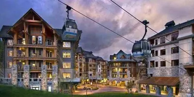a group of buildings in a city at night at Hyatt Vacation Club at Northstar Lodge in Truckee
