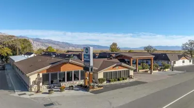 an overhead view of a building with a street at Best Western Frontier Motel in Lone Pine