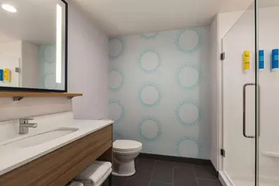 a bathroom with a toilet and a sink and a shower at Tru By Hilton Lodi in Lodi