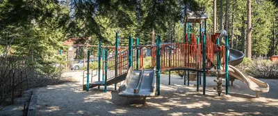 a playground with a slide in a park at Paige Meadow by AvantStay Near Lake Tahoe City in Tahoe City