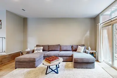 a living room with a couch and a table at The Great Escape in Incline Village