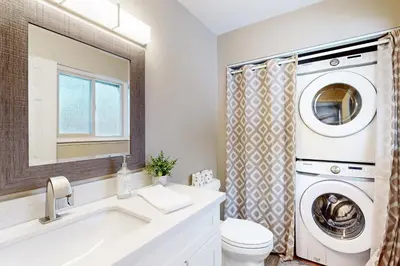 a bathroom with a washer and dryer at The Great Escape in Incline Village