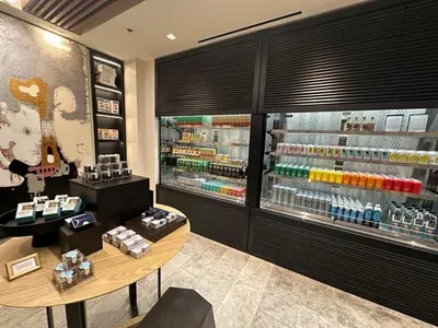 a cosmetics shop with a table and a display case at Penthouse Residence The Ritz-Carlton Lake Tahoe in Truckee