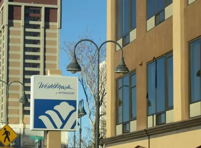 a sign in front of a building at Great 1BD condo with resort amenities take in all Reno has to offer in Reno