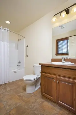a bathroom with a toilet and a sink and a shower at Worldmark Lake Tahoe - 1BD Sleeps up to 4 in Stateline