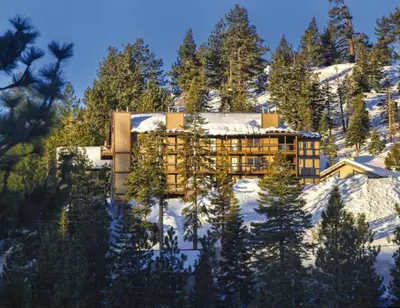 an aerial view of a building on a snow covered mountain at Worldmark Lake Tahoe - 2BD Sleeps up to 6 in Stateline