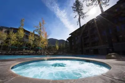 a small pool of water in a courtyard at Marriott Grand Residences Luxury 1BD in South Lake Tahoe