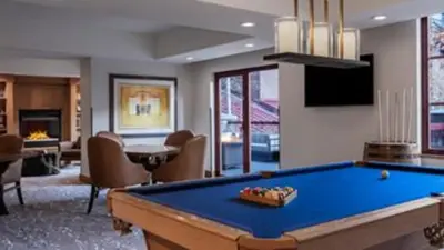 a living room with a pool table in it at Marriott Grand Residences Luxury 1BD in South Lake Tahoe