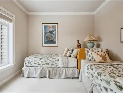 a bedroom with two beds and a window at The Royal Canterbury Retreat - Near Kings Beach & Lake Tahoe in Kings Beach