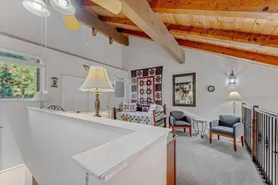 a living room with a white counter and a living room at Carnelian Bay 3BR + Loft Near Beach & Trails in Carnelian Bay