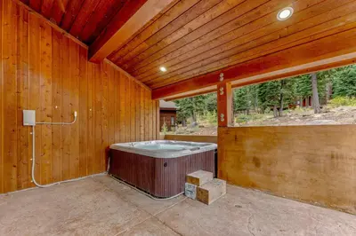 a large wooden room with a hot tub in it at Northstar Hideaway-Private Hot Tub, Shuttle Access in Truckee