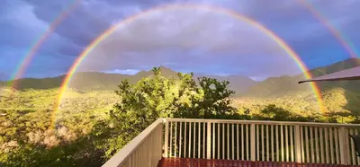 twobows over a balcony with a view of mountains at Spacious sequoia Park retreat, best panoramic views in Three Rivers