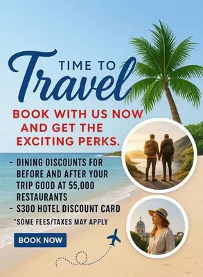 a flyer for a travel book with us now and get the exciting permits at Marriott Timber Lodge 2BD Villa in Stateline