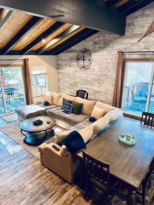 a living room with a couch and a table at Lake Tahoe Incline Beach Ski Pool Pets Casino in Incline Village