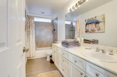 a bathroom with a sink and a toilet at Mtn-View Haven with Hot Tub! 28 Mi to Mt Rose Ski in Sparks