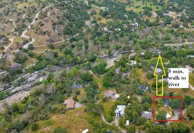 an aerial view of a house with a walk way topper at 3B Hot Tub, 4mi from Sequoia, Arcade Games, Foosball in Three Rivers