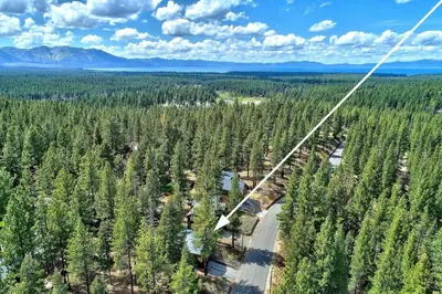 an aerial view of a forest with a gondola at 2375S Sierra house Retreat in South Lake Tahoe