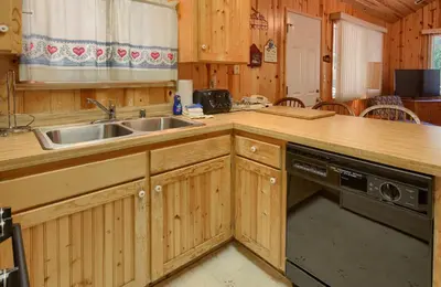 a kitchen with a sink and a dishwasher at Edna's Hearts Desire in Wawona