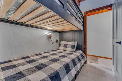a bedroom with a bed in a room at Cozy Truckee Vacation Rental with Fireplace & Deck in Truckee