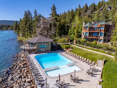 an estate on the water with a swimming pool at Remodeled 4BR Lakefront with Exceptional Amenities in Kings Beach