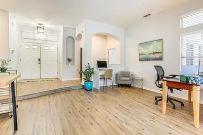 an office with a desk and a computer in a room at Family Home Near Folsom Lake in El Dorado Hills! in El Dorado Hills