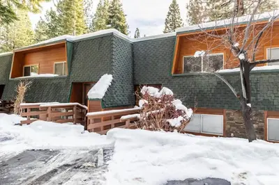 a house with snow in front of it at 3BR Condo Near Lake & Skiing in Incline Village