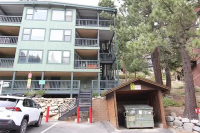 a parking lot in front of a apartment building at HNC0628 - Stagecoach Escape condo in Stateline