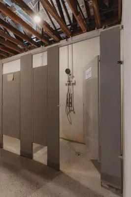 a row of doors in a room with a ceiling at Glamping yurt at Sequoia Highland Camp in Miramonte