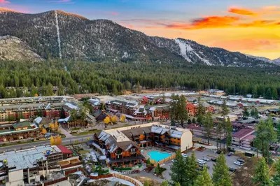 an aerial view of a resort in the mountains at Pinnacle Stateline Resort BBQ Hot Tub Pool Zalanta 214 in Stateline